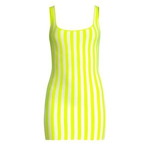 Victor Glemaud Striped Knit Mini Tank Dress Lime